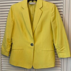 Kasper Women's Linen Vibrant Yellow Suit Jacket